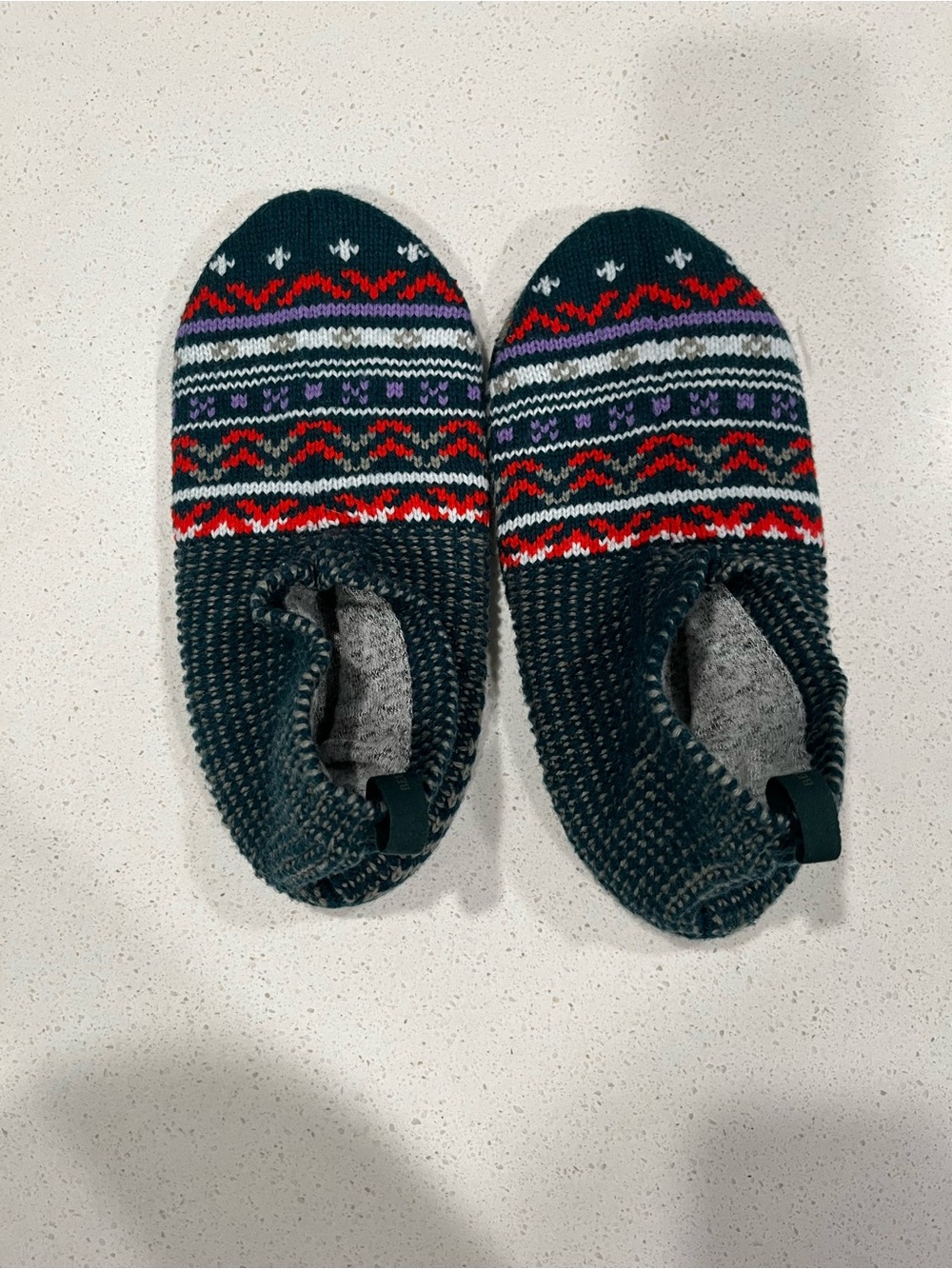 Bombas Gripper Slipper - teal pine fair isle